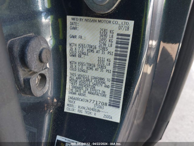 Nissan Frontier Sv 2018 1N6AD0CW3JN771708 Image 9