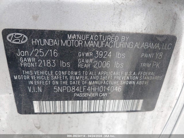 Hyundai ELANTRA SE 2017 5NPD84LF4HH014046 Image 9