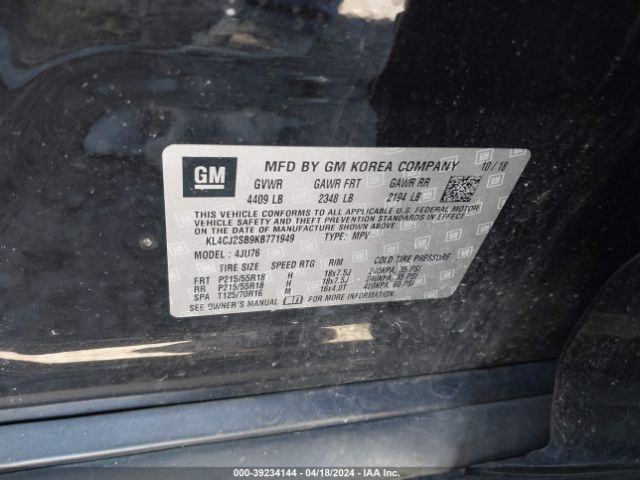 KL4CJ2SB9KB771949 Buick Encore Awd Sport Touring