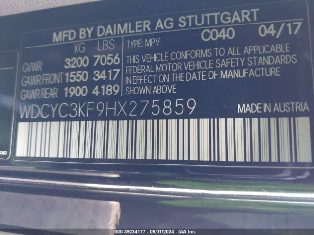 WDCYC3KF9HX275859 Mercedes-Benz G 550 4matic