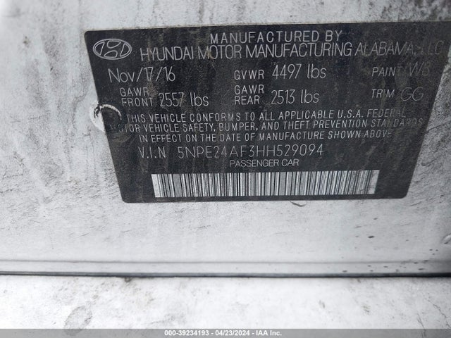 Hyundai SONATA SE 2017 5NPE24AF3HH529094 Image 9