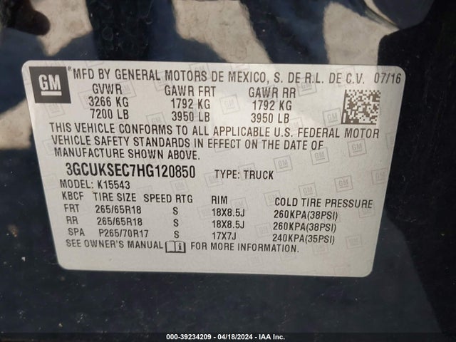Chevrolet Silverado 1500 2lz 2017 3GCUKSEC7HG120850 Image 9