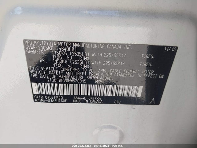 Toyota RAV4 2017 2T3BFREV0HW570815 Image 23