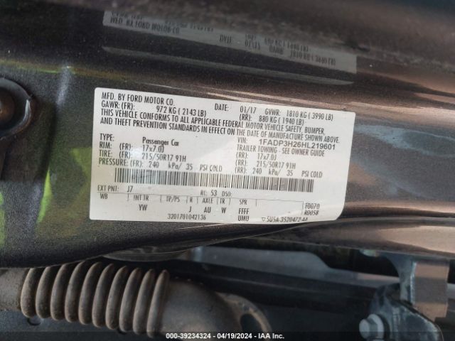 1FADP3H26HL219601 Ford FOCUS SEL