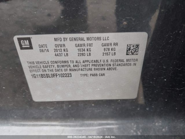 1G11B5SL0FF102223 Chevrolet MALIBU LS