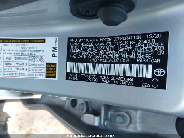 Toyota COROLLA SE 2021 JTDP4MCE5MJ071308 Image 9