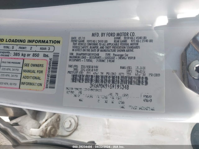Ford Fusion Titanium 2016 3FA6P0K91GR195348 Image 9