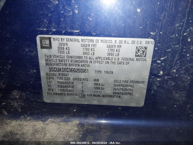 Chevrolet Silverado 1500 2lz 2014 3GCUKSEC3EG250961 Image 9
