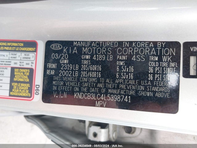 KIA Niro Lxs 2020 KNDCB3LC4L5398741 Image 9