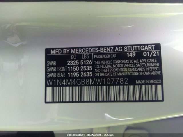 W1N4M4GB8MW107782 Mercedes-Benz GLB 250