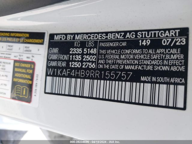 W1KAF4HB9RR155757 Mercedes-Benz C 300