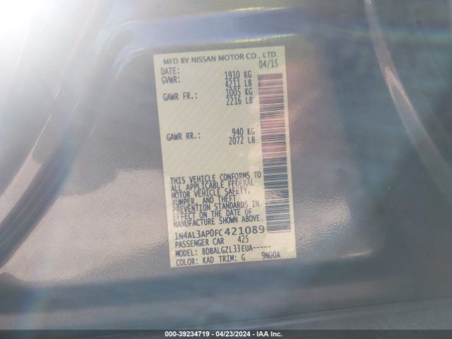 1N4AL3AP0FC421089 Nissan Altima 2.5/2.5 S/2.5 Sl/2.5 Sv