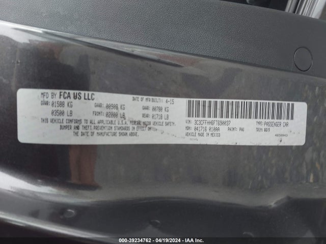 2015 FIAT 500 3C3CFFHH6FT690037 Photo 8