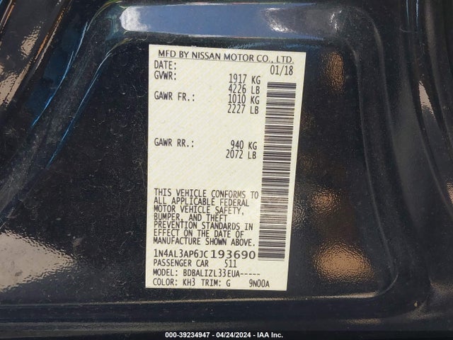 Nissan Altima 2.5 Sv 2018 1N4AL3AP6JC193690 Image 9