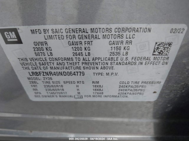 Buick Envision Fwd Essence 2022 LRBFZNR49ND064779 Image 9