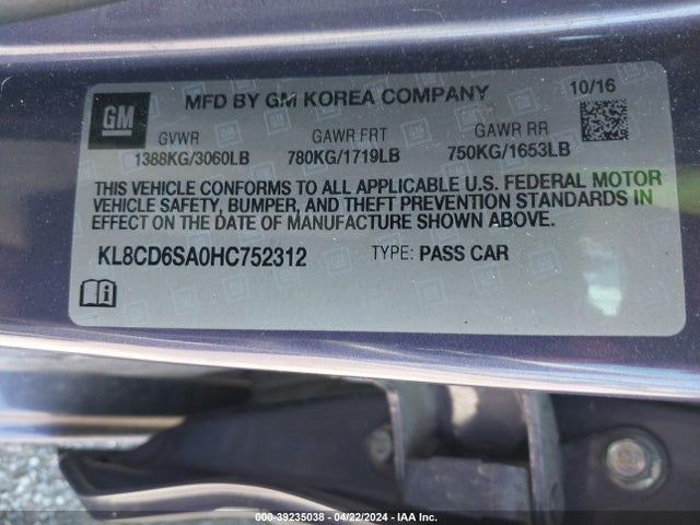 Chevrolet Spark 1lt Cvt 2017 KL8CD6SA0HC752312 Image 9