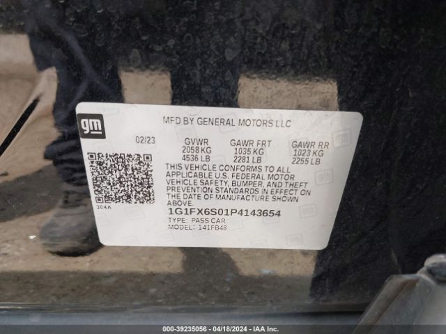 1G1FX6S01P4143654 Chevrolet Bolt Ev Fwd 2lt