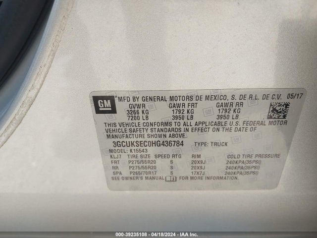 Chevrolet Silverado 1500 2lz 2017 3GCUKSEC0HG436784 Image 9