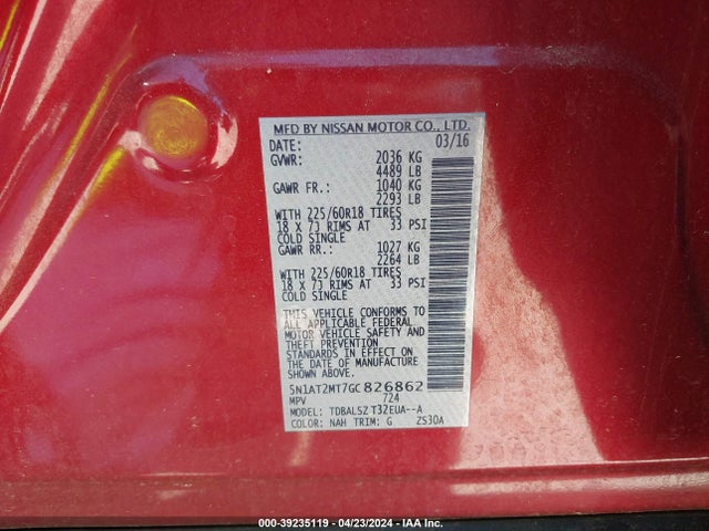 Nissan Rogue Sl 2016 5N1AT2MT7GC826862 Image 9