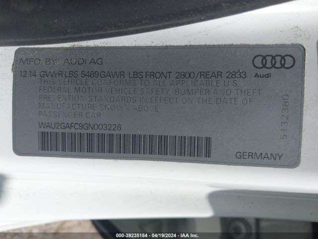 WAU2GAFC9GN003226 Audi A7 3.0t Premium Plus