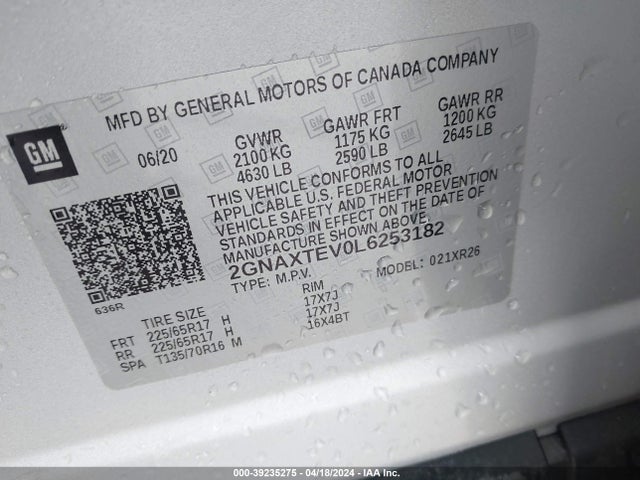 Chevrolet Equinox Awd 2fl 2020 2GNAXTEV0L6253182 Image 9