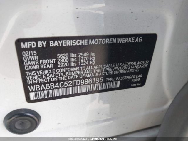 WBA6B4C52FD986195 BMW 650i Gran Coupe Xdrive