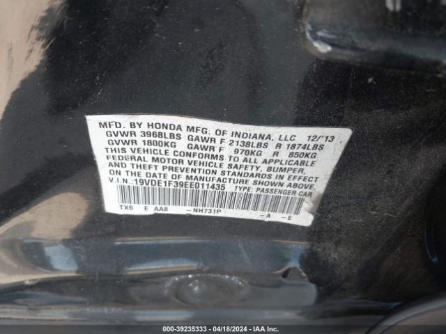 19VDE1F39EE011435 Acura Ilx 2.0l
