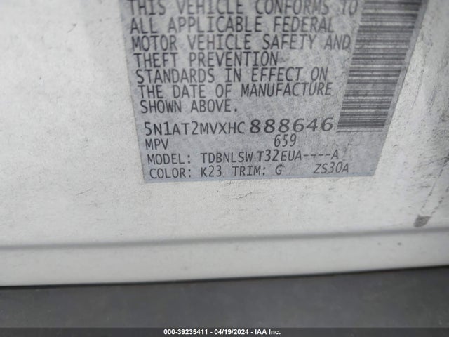Nissan Rogue Sl 2017 5N1AT2MVXHC888646 Image 9
