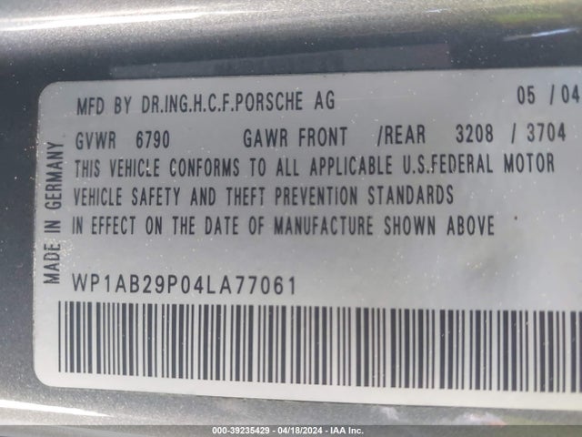 2004 PORSCHE CAYENNE WP1AB29P04LA77061 Photo 8