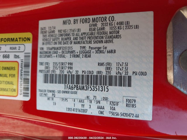 Ford Mustang V6 2015 1FA6P8AM3F5351315 Image 9