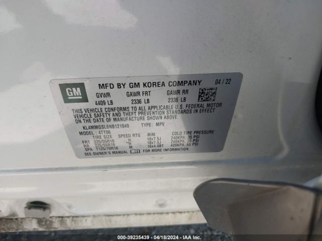 KL4MMGSL6NB121949 Buick Encore Gx Awd Essence