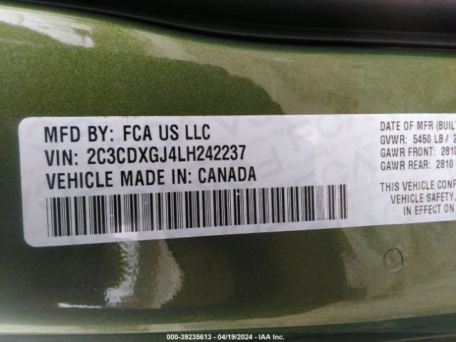 2C3CDXGJ4LH242237 Dodge Charger Scat Pack Rwd