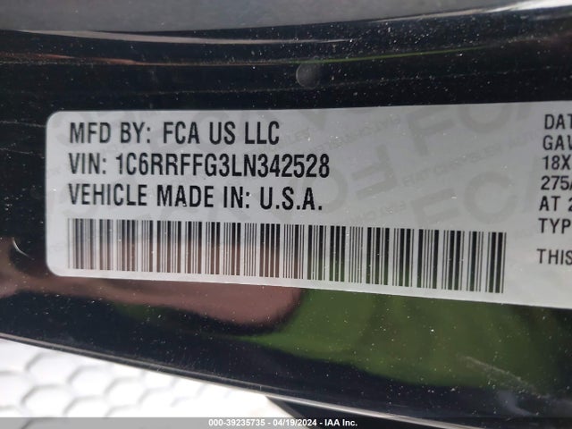 1C6RRFFG3LN342528 RAM 1500 Big Horn  4x4 5'7 Box