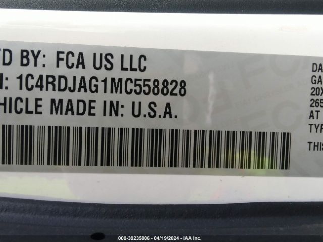 1C4RDJAG1MC558828 Dodge Durango Sxt Plus Awd