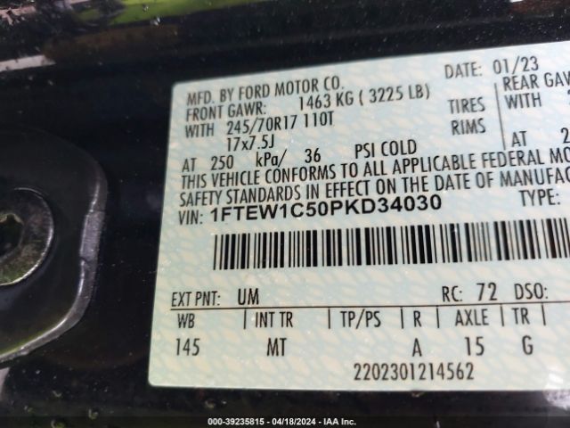 1FTEW1C50PKD34030 Ford F-150 Xlt