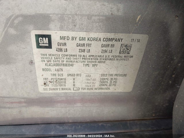 Buick Encore 2015 KL4CJASBXFB083040 Image 9