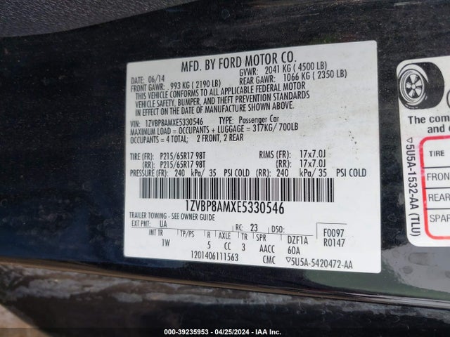 Ford Mustang V6 2014 1ZVBP8AMXE5330546 Image 9