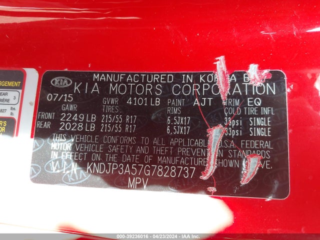KIA SOUL + 2016 KNDJP3A57G7828737 Image 9