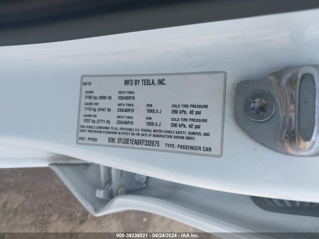 Tesla Model 3 Long Range/mid Range/standard Range/standard Range Plus 2019 5YJ3E1EA8KF332875 Image 9