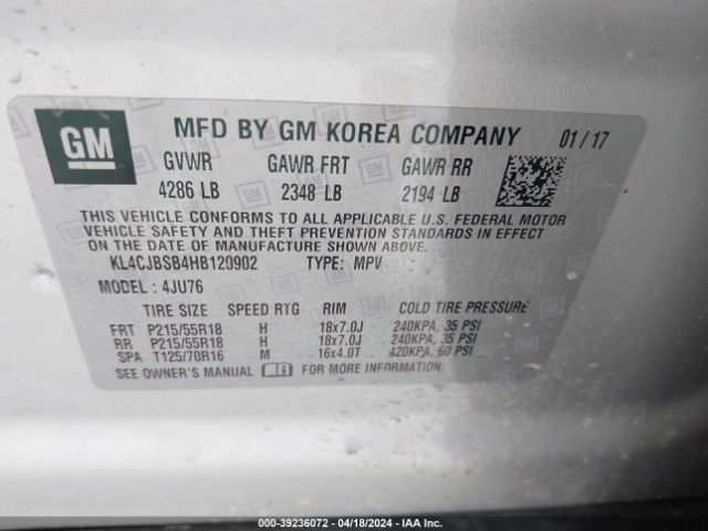 KL4CJBSB4HB120902 Buick Encore Preferred Ii
