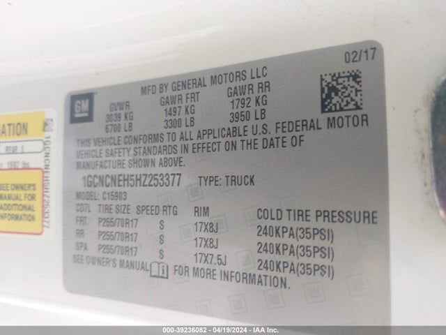 Chevrolet Silverado 1500 Wt 2017 1GCNCNEH5HZ253377 Image 9
