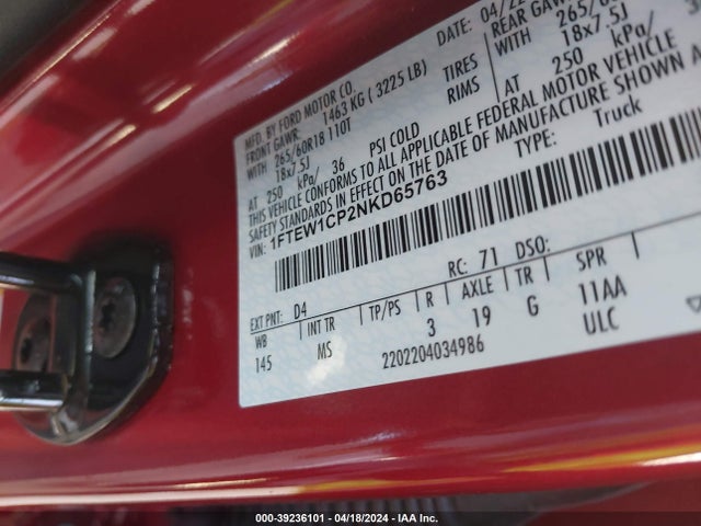 Ford F-150 Xlt 2022 1FTEW1CP2NKD65763 Image 9