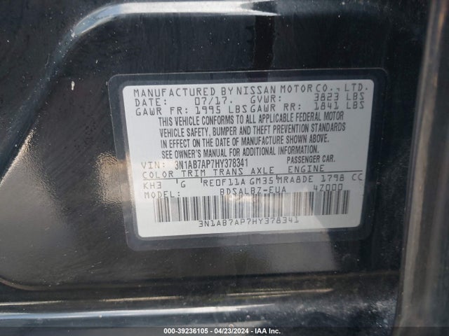 Nissan SENTRA S 2017 3N1AB7AP7HY378341 Image 9