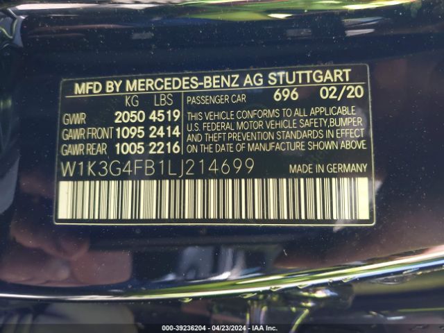 W1K3G4FB1LJ214699 Mercedes-Benz A 220 4matic