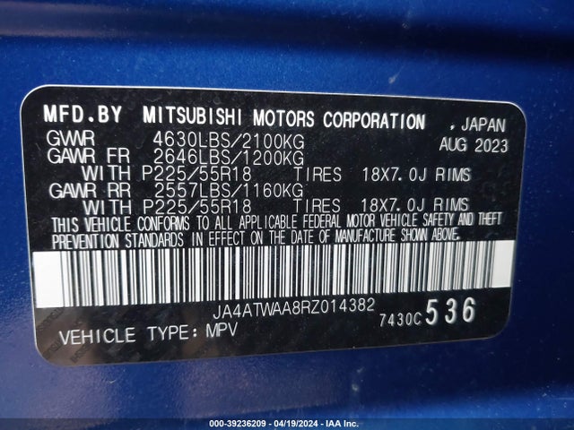 Mitsubishi Eclipse Cross Se S-awc 2024 JA4ATWAA8RZ014382 Image 9