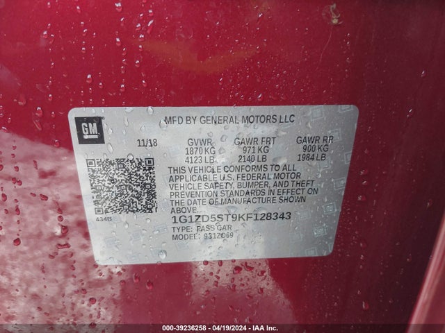 Chevrolet MALIBU LT 2019 1G1ZD5ST9KF128343 Image 9