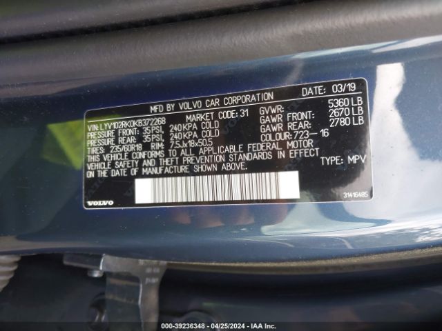 LYV102RK0KB372268 Volvo Xc60 T5 Momentum