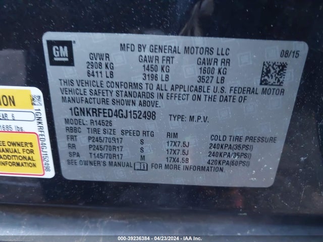 Chevrolet Traverse Ls 2016 1GNKRFED4GJ152498 Image 9