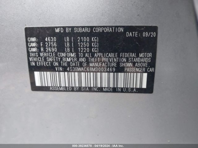 4S3BWAC68M3003469 Subaru Legacy Premium