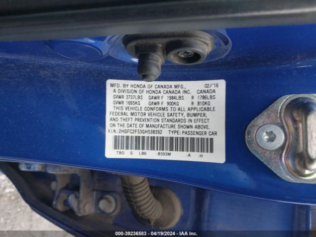 2HGFC2F53GH538392 Honda Civic Lx